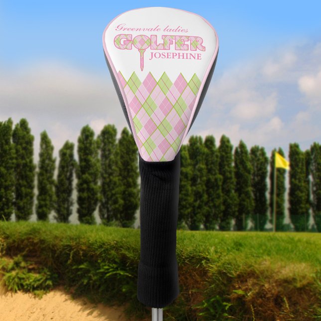 Pink ladies golfer argyle personalised cover (Creator Uploaded)