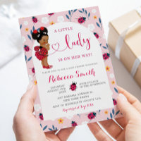 Pink Lady Bug African American Girl Baby Shower