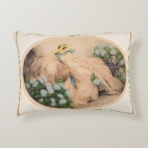 Pink Lady by Louis Icart Decorative Cushion