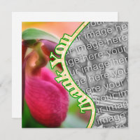 Pink Lady Slipper Flower Thank You Photo Card