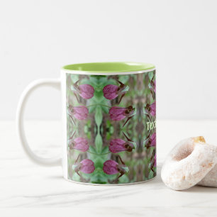 Pink Lady Slipper Orchid Flower Pair Personalized Two-Tone Coffee Mug