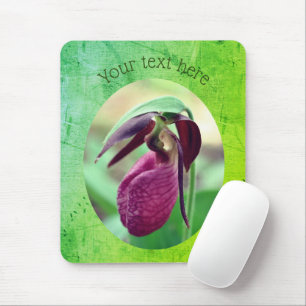 Pink Lady Slipper Orchid Flower Personalised Mouse Pad