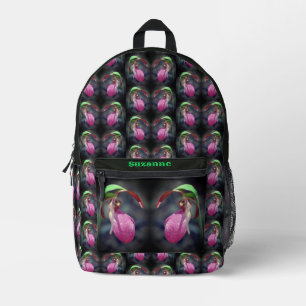 Pink Lady Slipper Orchid Flower Personalised Printed Backpack