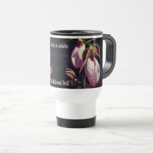 Pink Lady Slipper Orchid Pair Personalized Travel Mug