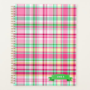 Pink Lady Slipper Plaid Planner