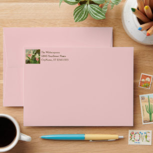Pink Lady Slipper Vintage Floral Orchid Botanical Envelope