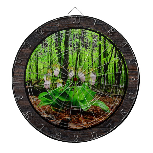 Pink Lady Slipper wild Orchid Dartboard (Front)