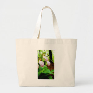 Pink Lady Slipper wild Orchid Large Tote Bag