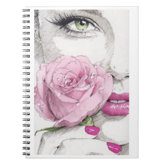 Pink lady with pink rose notebook