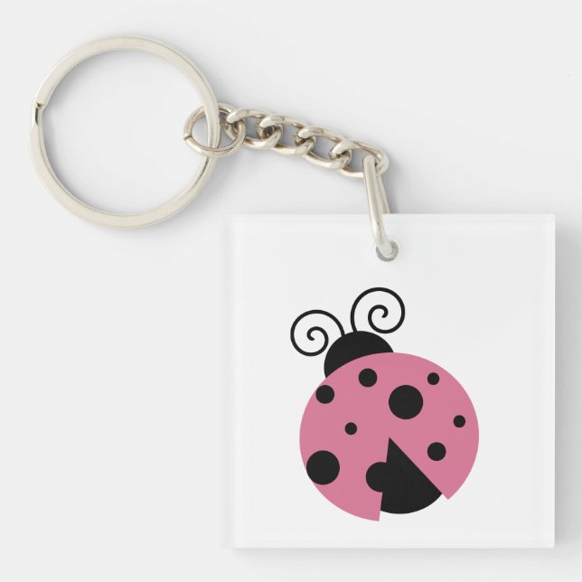Pink Ladybug Acrylic Keychain (Front)