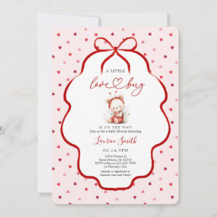 Pink ladybug Baby Shower Girl Invitation