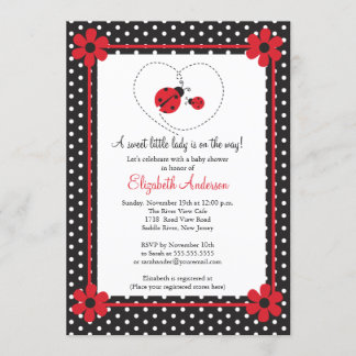 Pink Ladybug Baby Shower Invitation