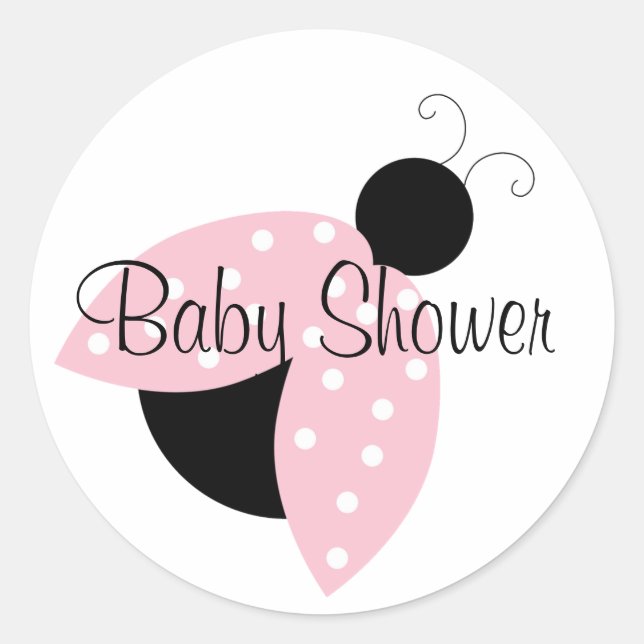 Pink Ladybug Baby Shower Sticker (Front)
