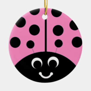 pink ladybug ceramic tree decoration