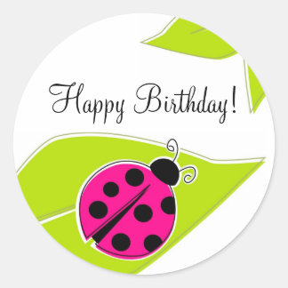 Pink Ladybug Cupcake Toppers Classic Round Sticker