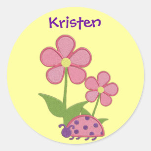 Pink Ladybug Flower Sticker