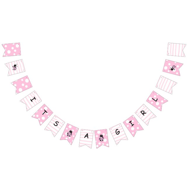 Pink Ladybug Its a Girl Baby Shower Bunting (All)