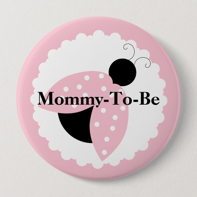 Pink Ladybug Mummy To Be Baby Shower Button (Front)