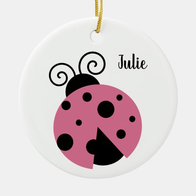 Pink Ladybug Ornament Round (Front)