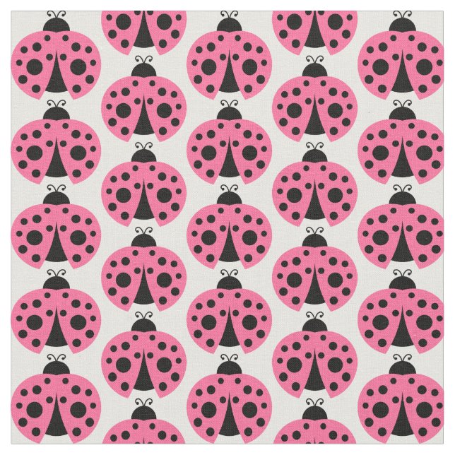 Pink Ladybug Pattern Fabric (Close Up)