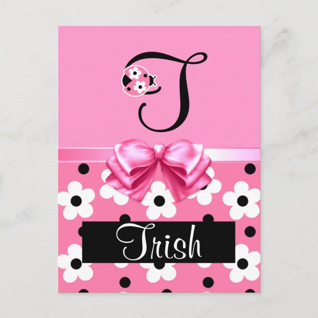 Pink Ladybug: Personalise Postcard (Front)