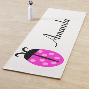 Pink Ladybug Personalised Name Yoga Mat