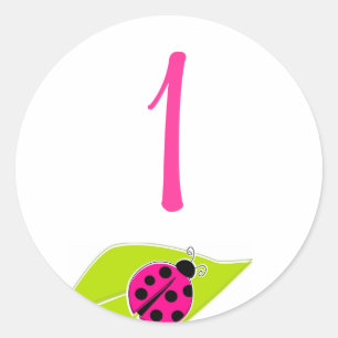 Pink Ladybug Sticker with Number