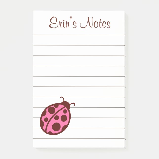 Pink Ladybug To Do List Post It Notes (Front)