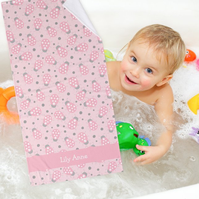 Pink Ladybug towel set with name (Creator Uploaded)