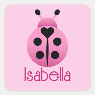 Pink Ladybugs Square Sticker