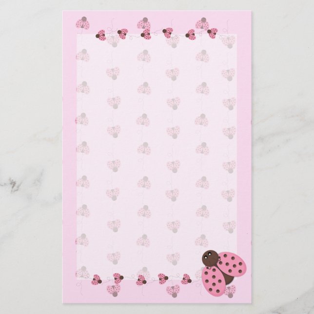 Pink Ladybugs Stationary Stationery (Front)