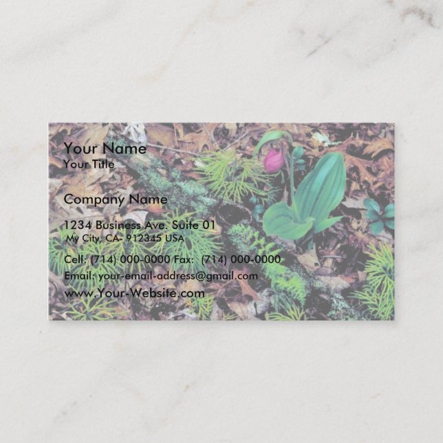 Pink lady's slipper business card (Front)