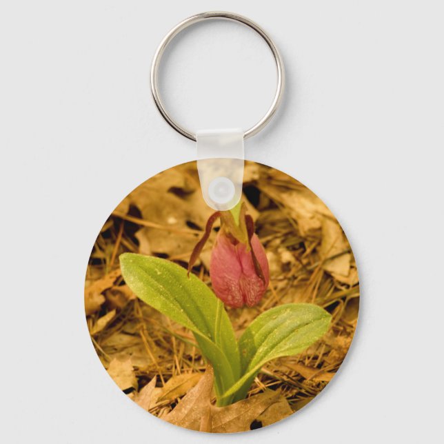 Pink Lady's Slipper Key Ring (Front)