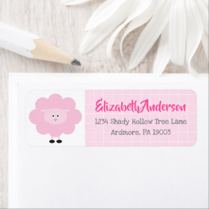 Pink Lamb Baby Shower Cute Kawaii Modern Address