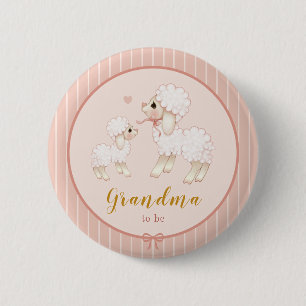 Pink Lamb Baby Shower Grandma To Be Button