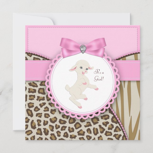 Pink Lamb Baby Shower Invitation (Front)