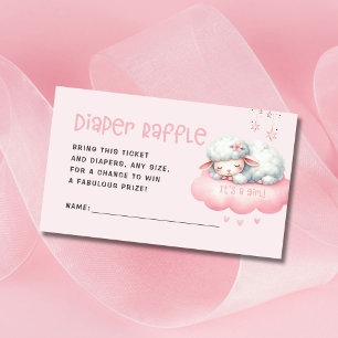 Pink Lamb Girl Baby Shower Diaper Raffle Enclosure Card
