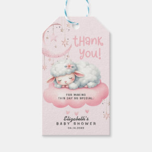 Pink Lamb Girl Thank You Baby Shower Gift Tags