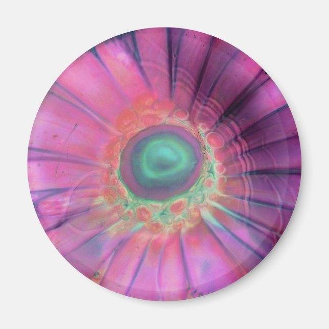 Pink Lampwork Glass Daisy Blank Trippy Magnet (Front)