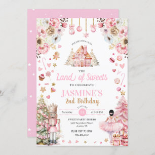 Pink Land of Sweets Sugar Plum Fairy Nutcracker Invitation