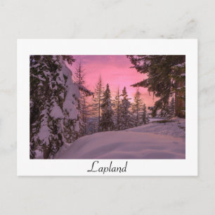 Pink Lapland sunset white text postcard