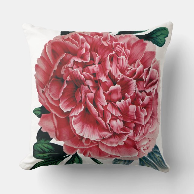 Pink large peony flower cushion (Front)