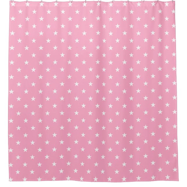 Pink Large Stars Shower Curtain (Front)