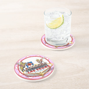 Pink Las Vegas Poker Chip Coaster