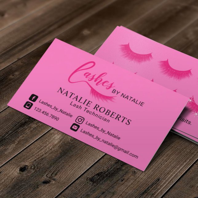 Pink Lashes Logo Eyelash Extensions Salon Loyalty Card (Creator Uploaded)