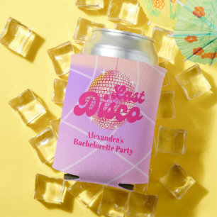 Pink Last Disco Retro 70's Bachelorette Party Can Cooler