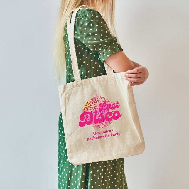 Pink Last Disco Retro 70's Bachelorette Party Tote Bag (Creator Uploaded)