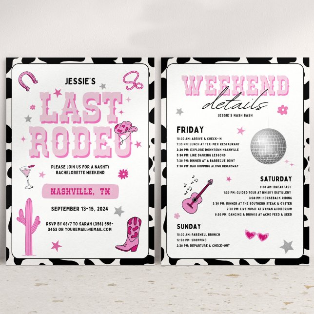 Pink Last Rodeo Bachelorette Party Disco Cowgirl Invitation (Creator Uploaded)