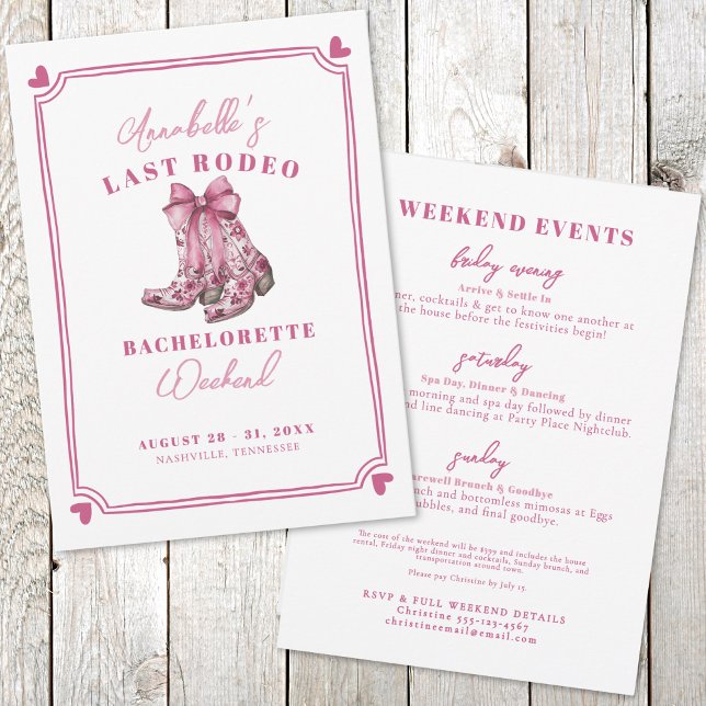 Pink Last Rodeo Bachelorette Party Invitation (Pink Nash Bash Last Rodeo Bachelorette Party Invitation )