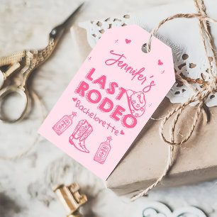 Pink Last Rodeo Cowgirl Bachelorette Party Gift Tags
